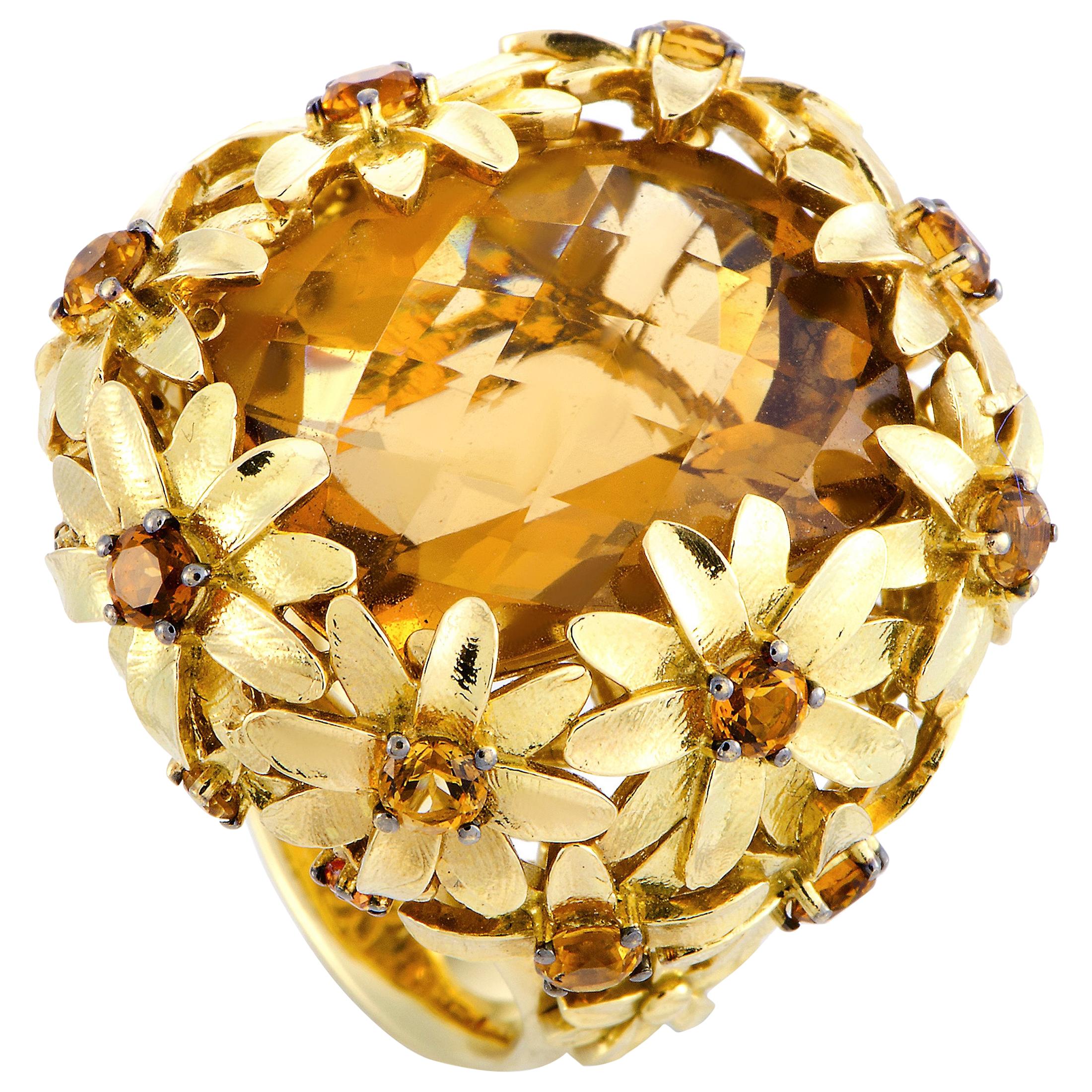 Roberto Coin Margherita 18 Karat Yellow Gold and Citrine Ring