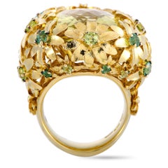 Roberto Coin Margherita 18 Karat Yellow Gold Peridot and Tsavorite Ring