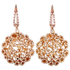 Roberto Coin Mauresque 18 Karat Rose Gold Diamond French Wire Earrings