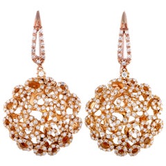 Roberto Coin Mauresque 18 Karat Rose Gold Diamond French Wire Earrings