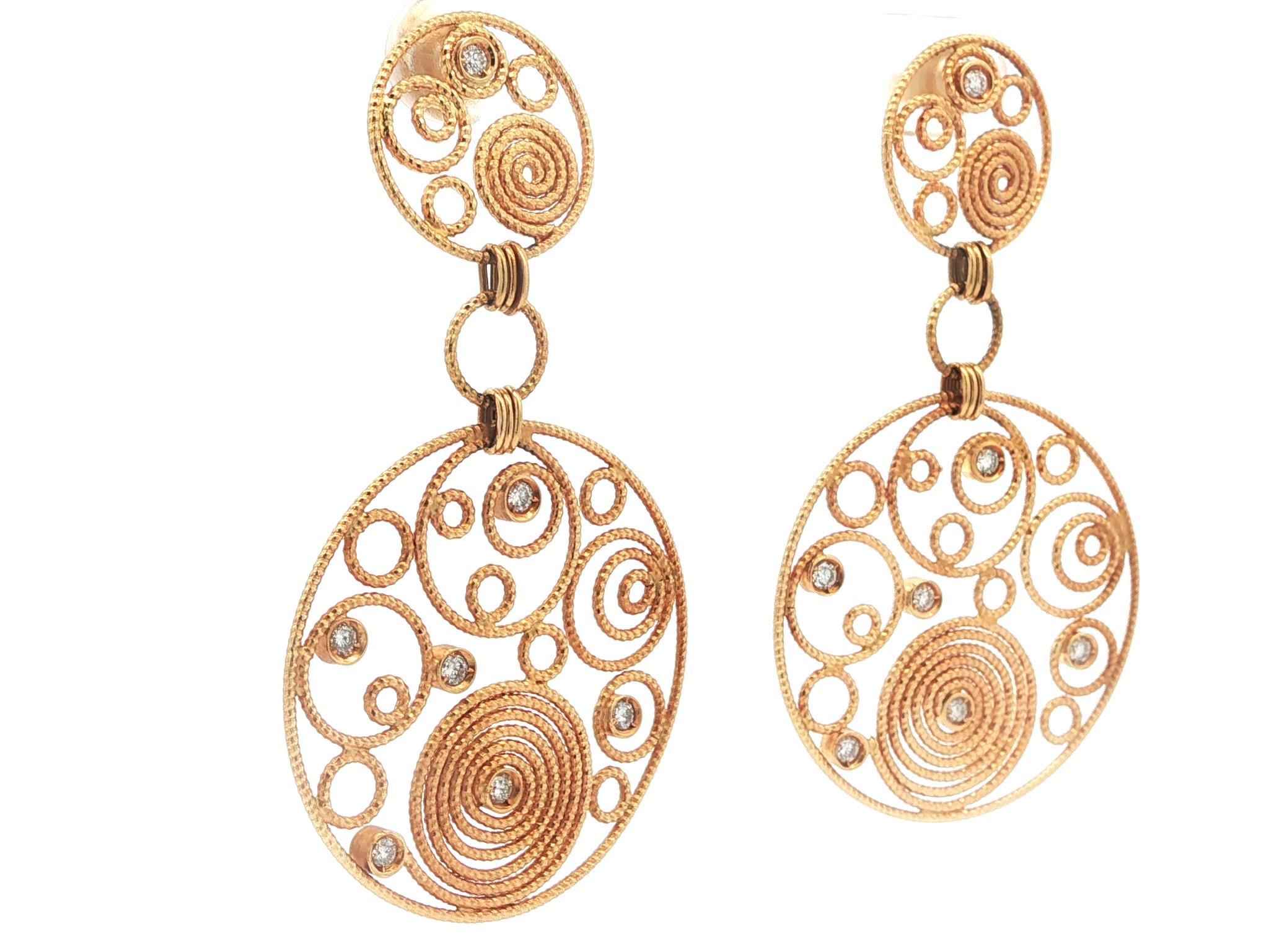 Roberto Coin Mauresque - Orecchini pendenti a filo aperto con diamante rotondo in oro 18 ct. in vendita 7