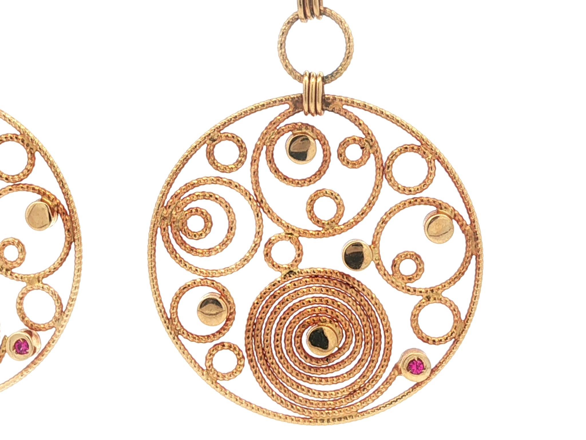 Taglio brillante Roberto Coin Mauresque - Orecchini pendenti a filo aperto con diamante rotondo in oro 18 ct. in vendita