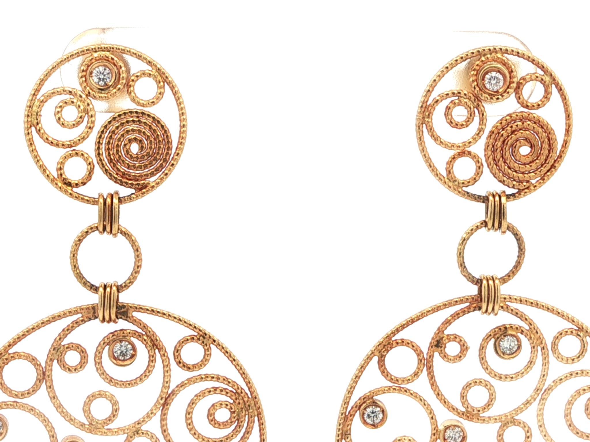 Roberto Coin Mauresque - Orecchini pendenti a filo aperto con diamante rotondo in oro 18 ct. In condizioni ottime in vendita a Montclair, NJ