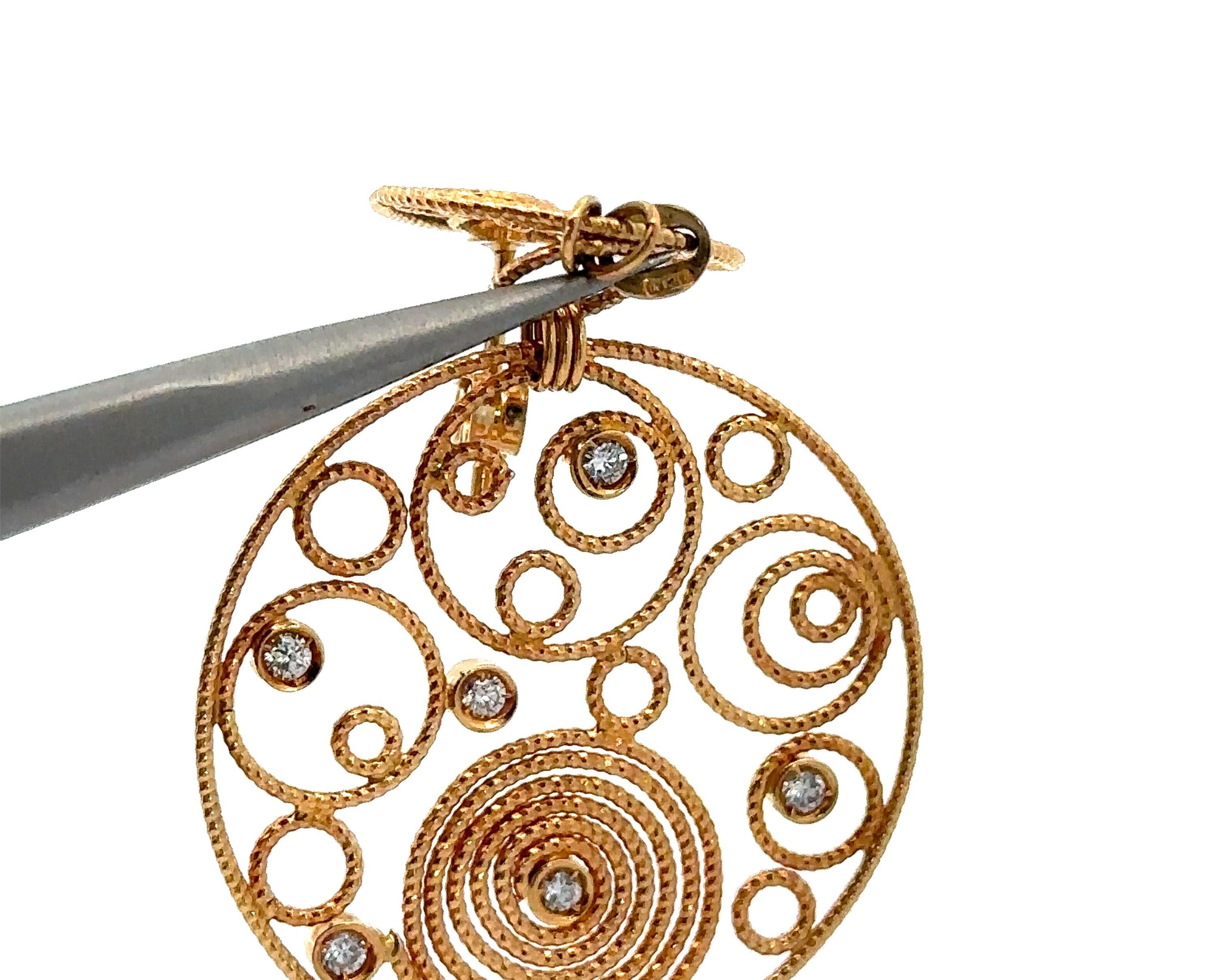 Donna Roberto Coin Mauresque - Orecchini pendenti a filo aperto con diamante rotondo in oro 18 ct. in vendita