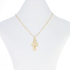 Roberto Coin Mauresque Teardrop Pendant Necklace, 18 Karat Gold Diamonds Ruby