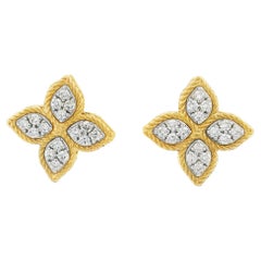 Roberto Coin Medium Princess Flower Diamond 18-Karat Earrings In Stock