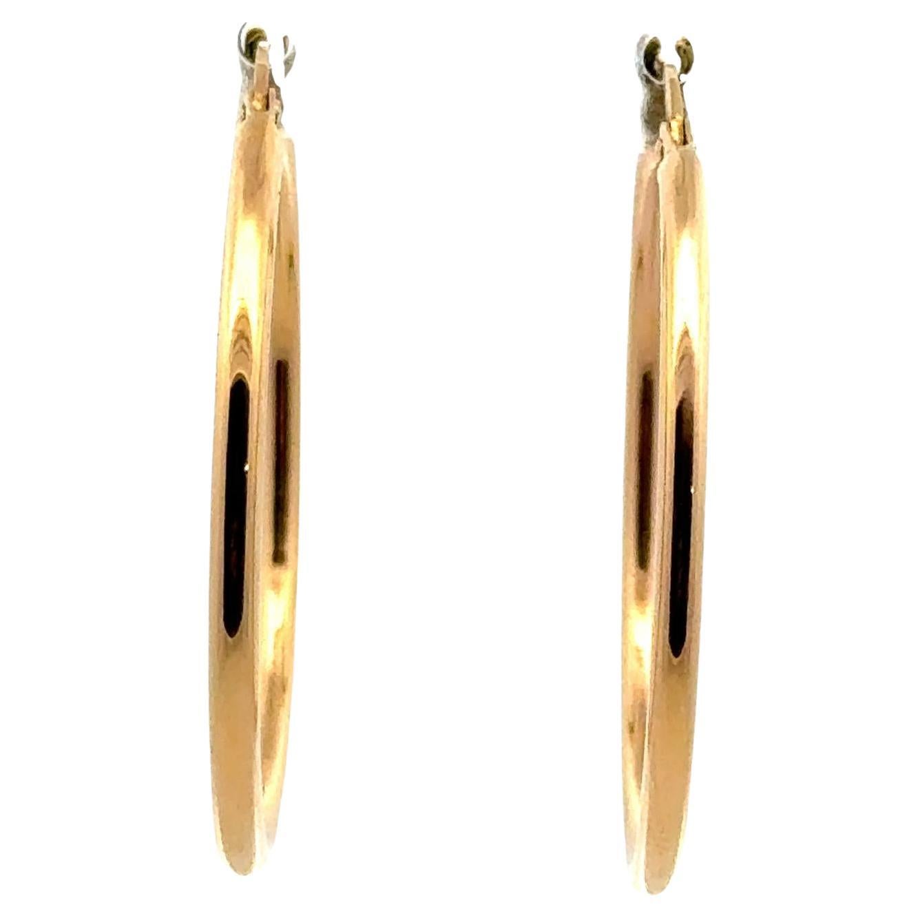 Roberto Coin Medium Round 18 Karat Yellow Gold Modern Hoop Earrings For Sale