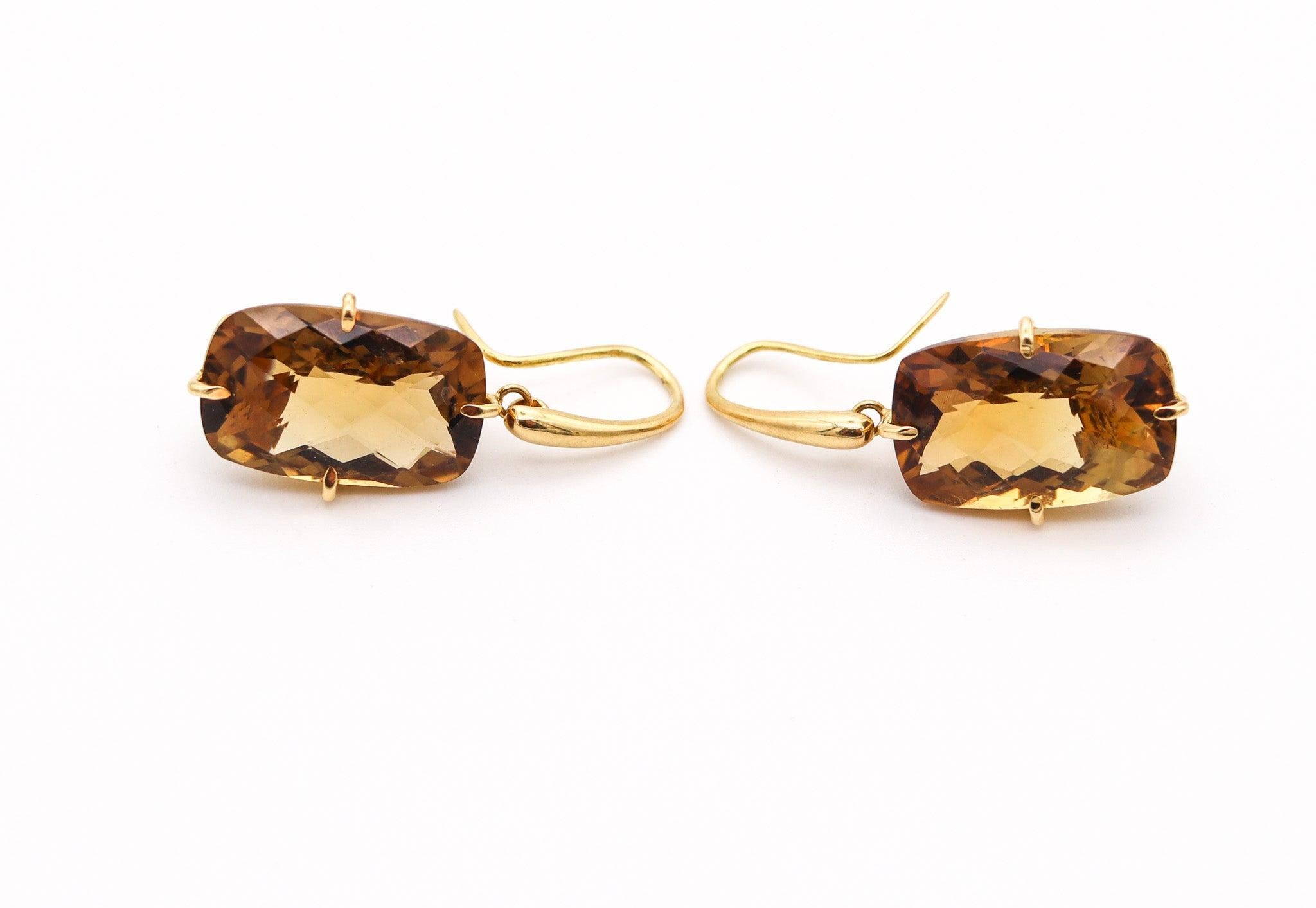 Modernista ROBERTO COIN Orecchini pendenti moderni in oro 18Kt con quarzo fumé da 47,98 Ctw in vendita