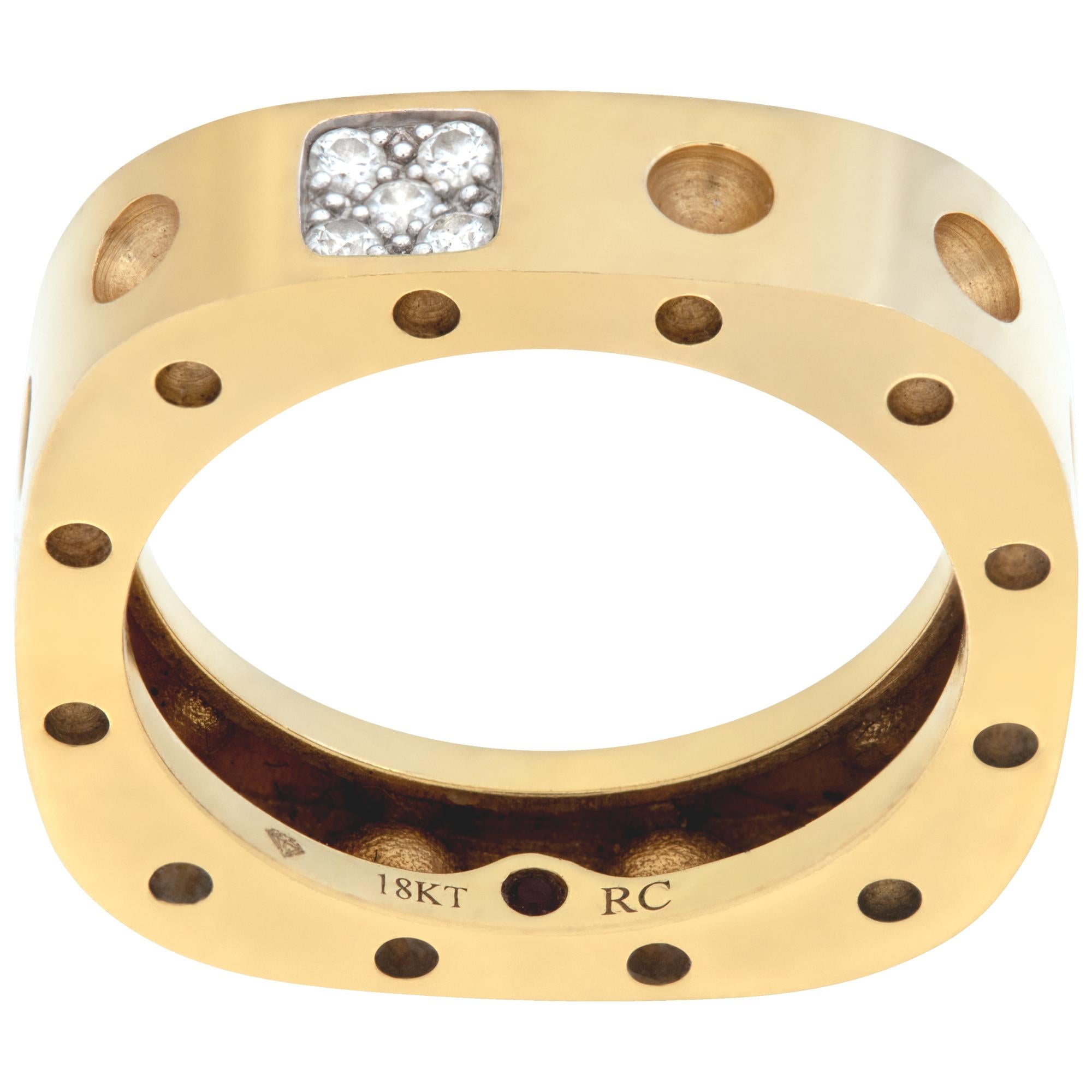 Roberto Coin Moi Poi square 18k yellow gold ring For Sale at 1stDibs