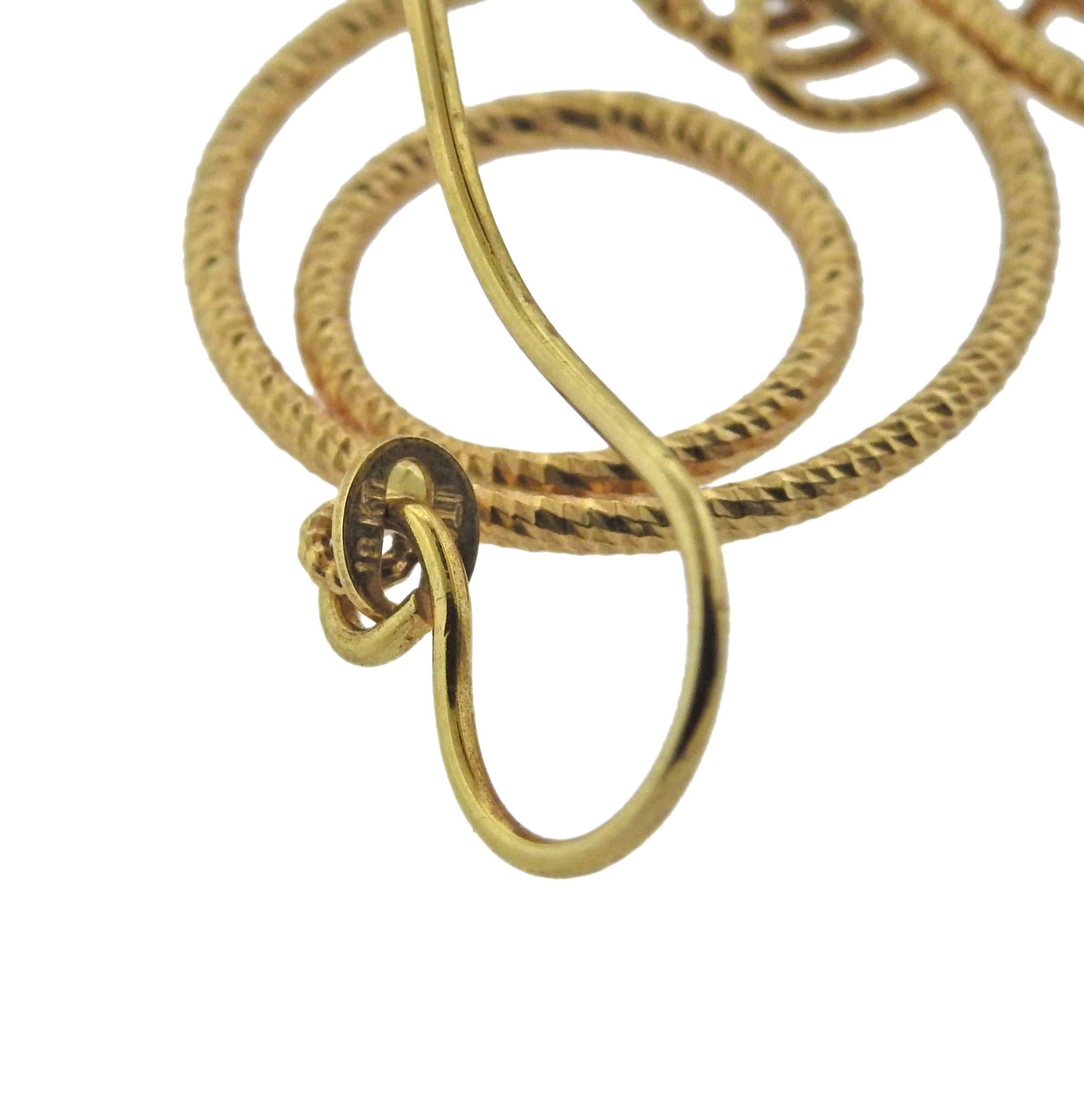 Women's Roberto Coin Moresque Diamond Gold Circle Drop Earrings