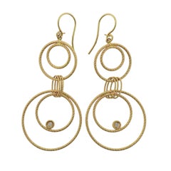 Roberto Coin Moresque Diamond Gold Circle Drop Earrings