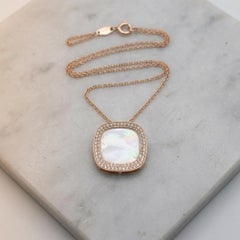 Roberto Coin Mother of Pearl Diamond 18K Rose Gold Pendant Necklace