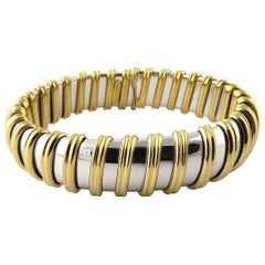 Roberto Coin Nabucco 18 Karat White and Yellow Gold Bangle Bracelet