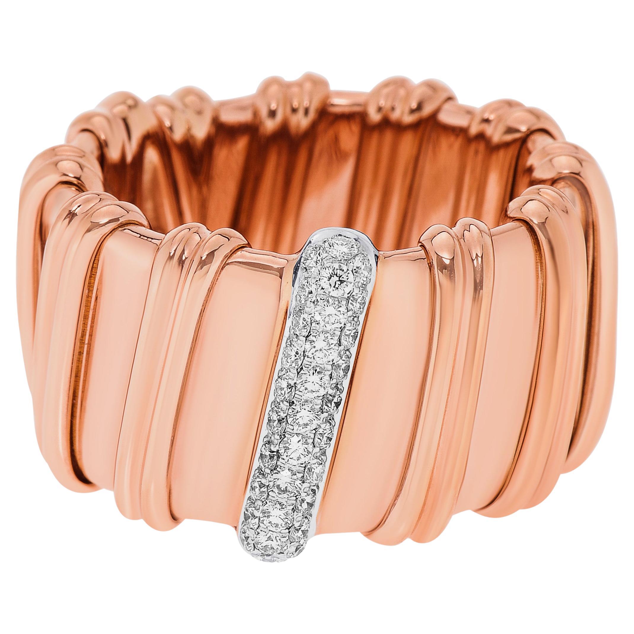 Roberto Coin Nabucco Flexibler Ring aus 18 Karat Roségold mit Diamanten Gr. 7
