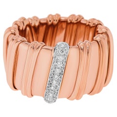 Roberto Coin Nabucco 18K Rose Gold Diamond Flexible Band Ring Sz 7