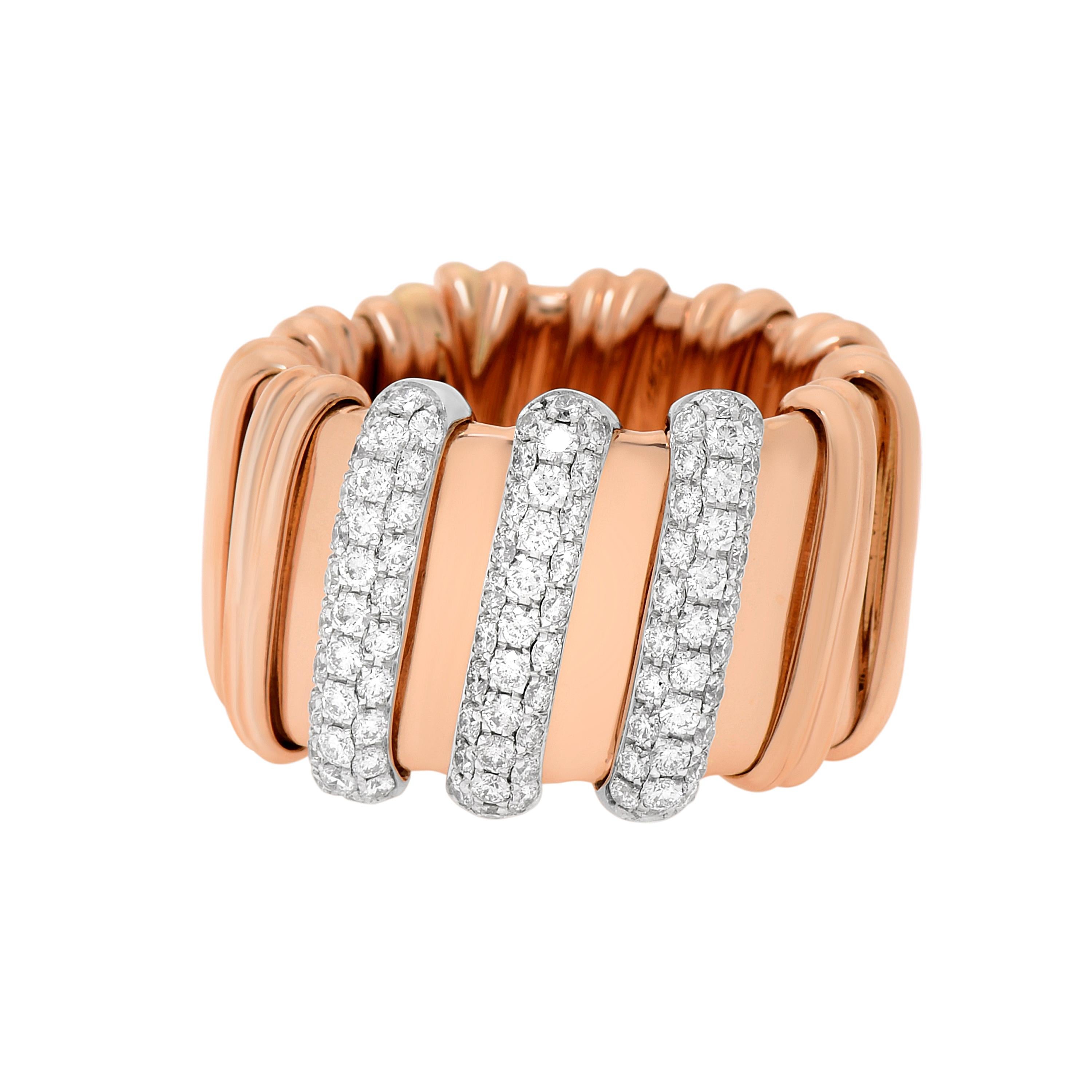 Roberto Coin Nabucco Flexibler Ring aus 18 Karat Roségold mit Diamanten Gr. 5,75
