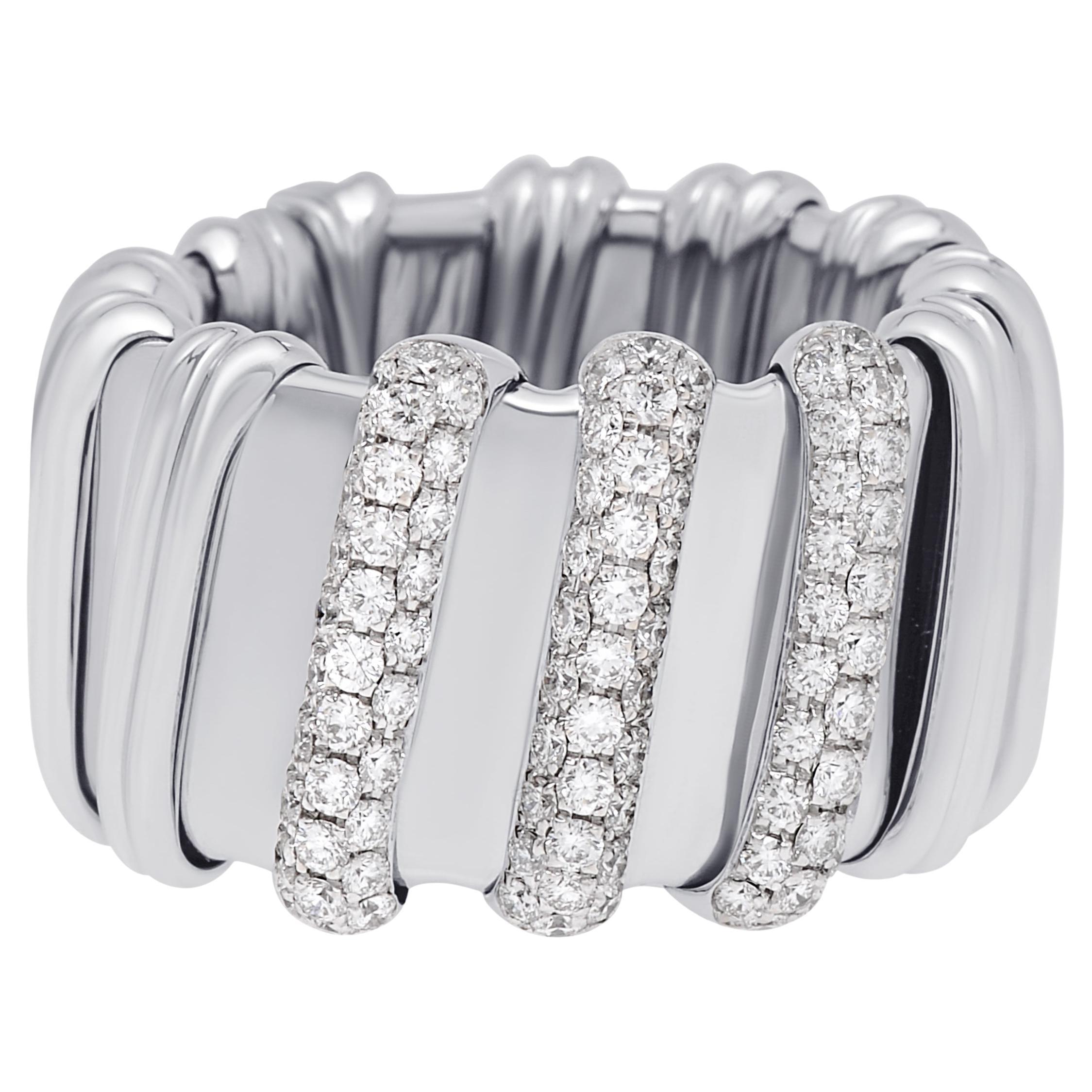 Roberto Coin, bague Nabucco en or blanc 18 carats et diamants, taille 6,5