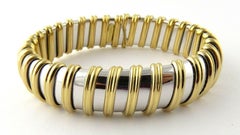 Roberto Coin Nabucco 18 Karat Yellow and White Gold Flexible Bangle Bracelet