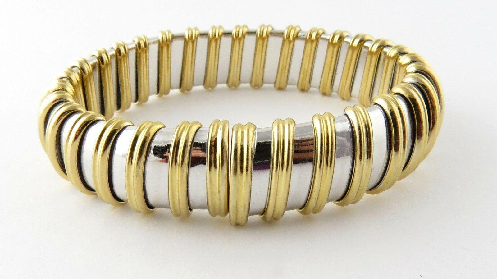 Roberto Coin Nabucco 18 Karat Yellow and White Gold Flexible Bangle Bracelet 1