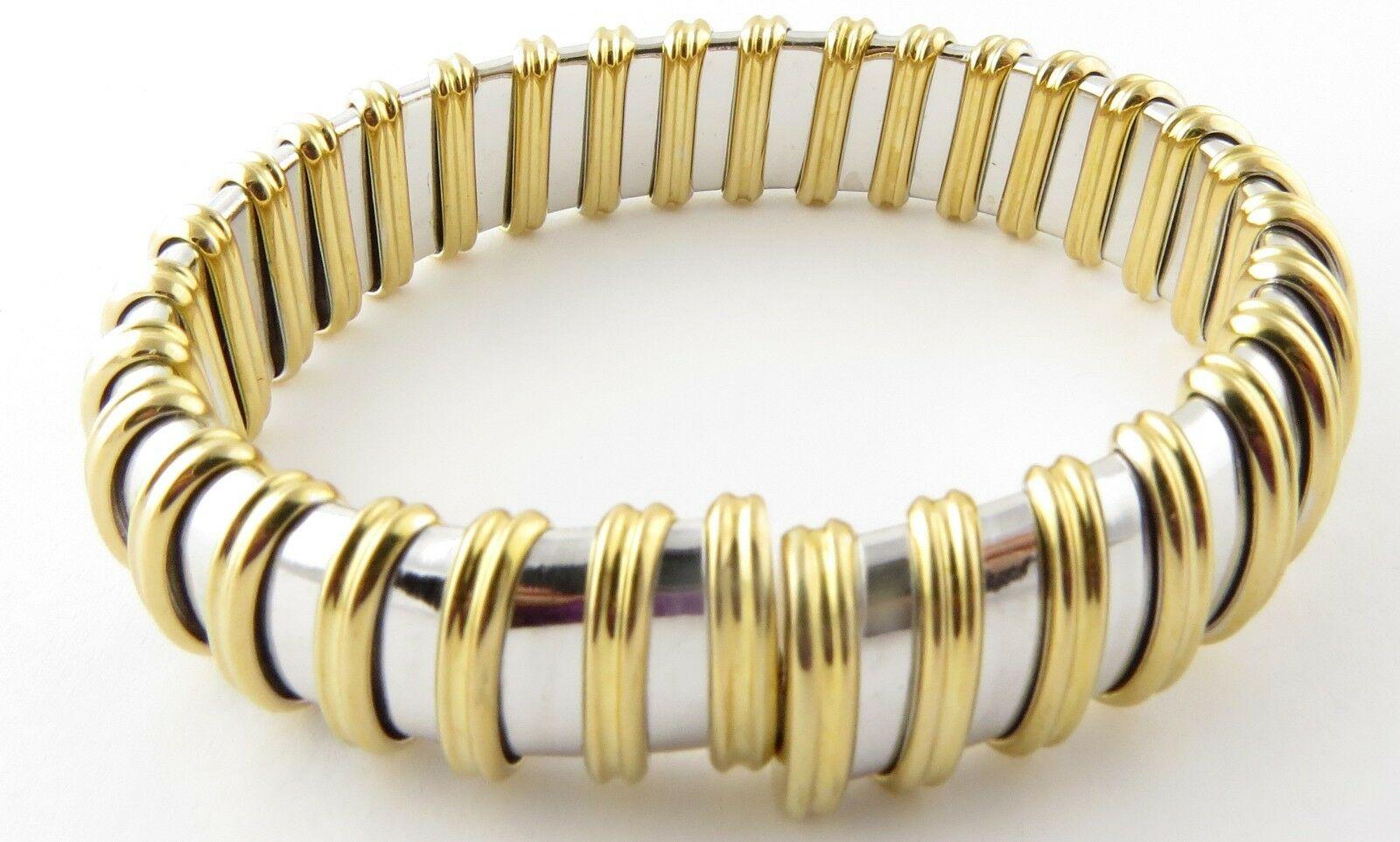 Roberto Coin Nabucco 18 Karat Yellow and White Gold Flexible Bangle Bracelet 4