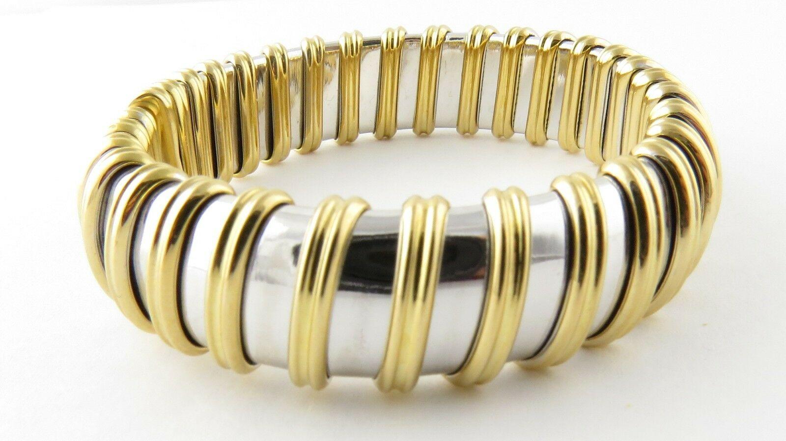 Roberto Coin Nabucco 18 Karat Yellow and White Gold Flexible Bangle Bracelet 5