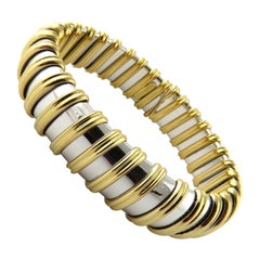 Roberto Coin Nabucco 18 Karat Yellow and White Gold Flexible Bangle Bracelet