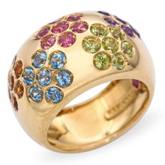 Roberto Coin "Nabucco" 18k Yellow Gold Flush Set Multi-Gemstone Ring