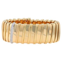 Roberto Coin Nabucco Diamond Flex Bangle Bracelet 6 1/2" Yellow Gold 18k .50ctw