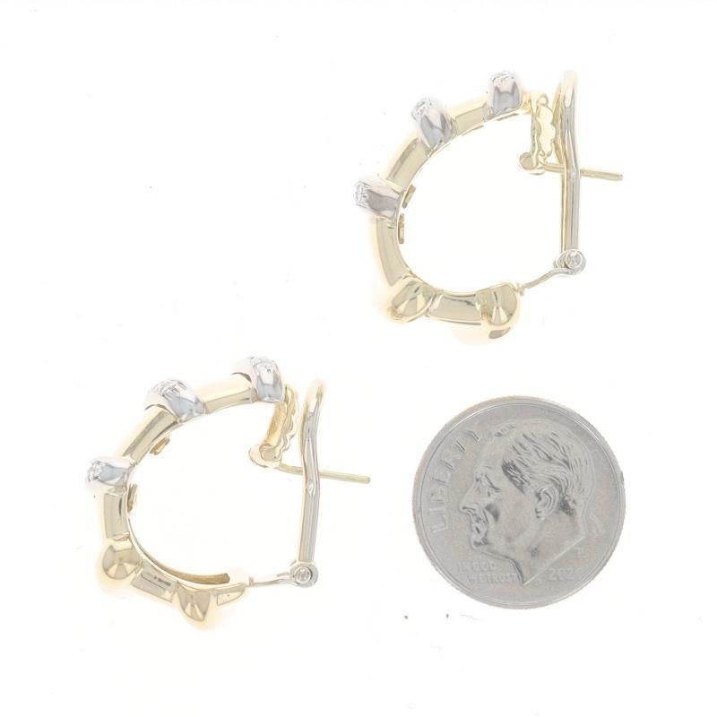 Round Cut Roberto Coin Nabucco Diamond J-Hoop Earrings Yellow Gold 18k Rnd .60ctw Pierced For Sale