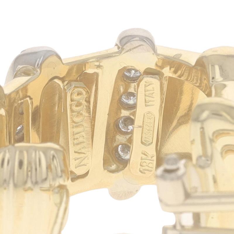 Roberto Coin Nabucco Diamond J-Hoop Earrings Yellow Gold 18k Rnd .60ctw Pierced Excellent état - En vente à Greensboro, NC