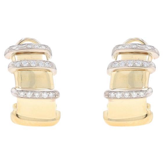 Roberto Coin Nabucco Diamond J-Hoop Earrings Yellow Gold 18k Rnd .60ctw Pierced en vente