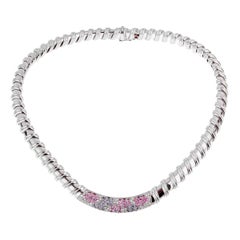 Roberto Coin Collier de diamants Nabucco et saphirs roses et bleus