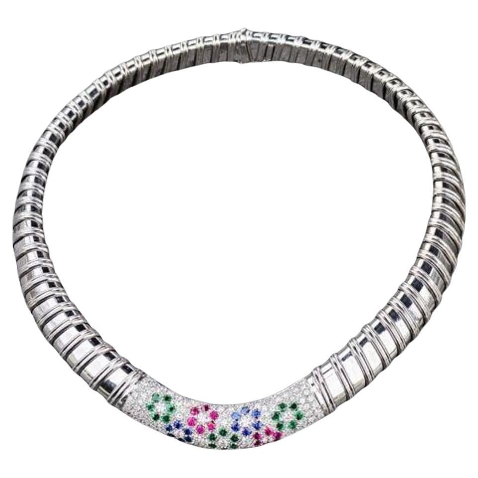 Roberto Coin Nabucco Halskette Diamant Rubin Saphir Smaragd Choker 18k Kragen