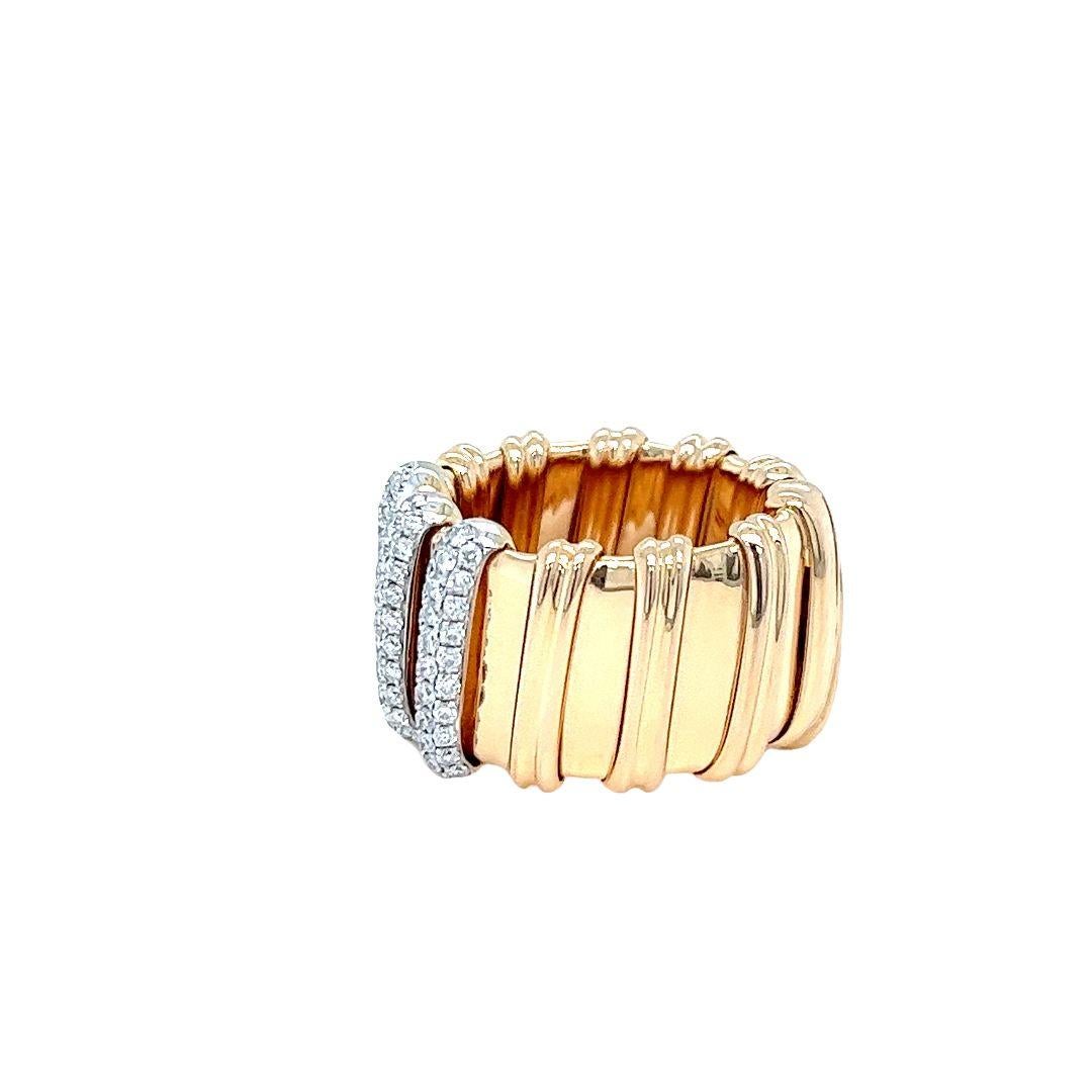Round Cut Roberto Coin Nabucco Rose Gold and Diamond Ring For Sale