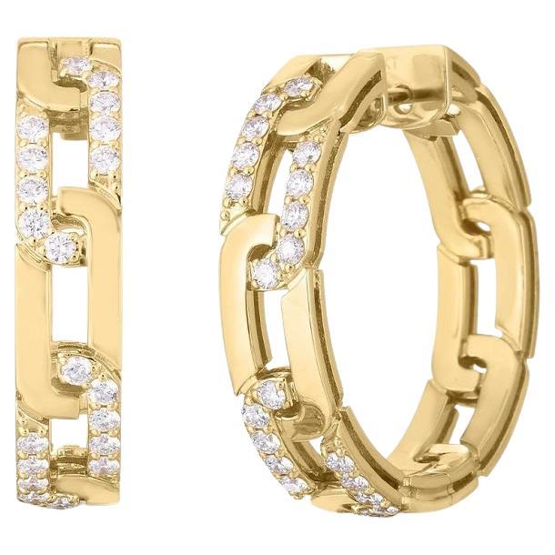 Roberto Coin Navarra 18k Yellow Gold 0.52ct Diamond Hoop Earring 8883240AYERX For Sale