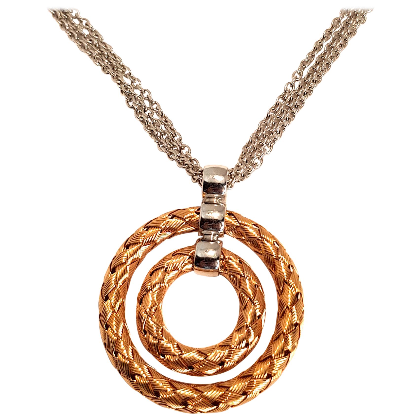 Roberto Coin Necklace 5Two Collection with Silver and Golden Circular Pendant
