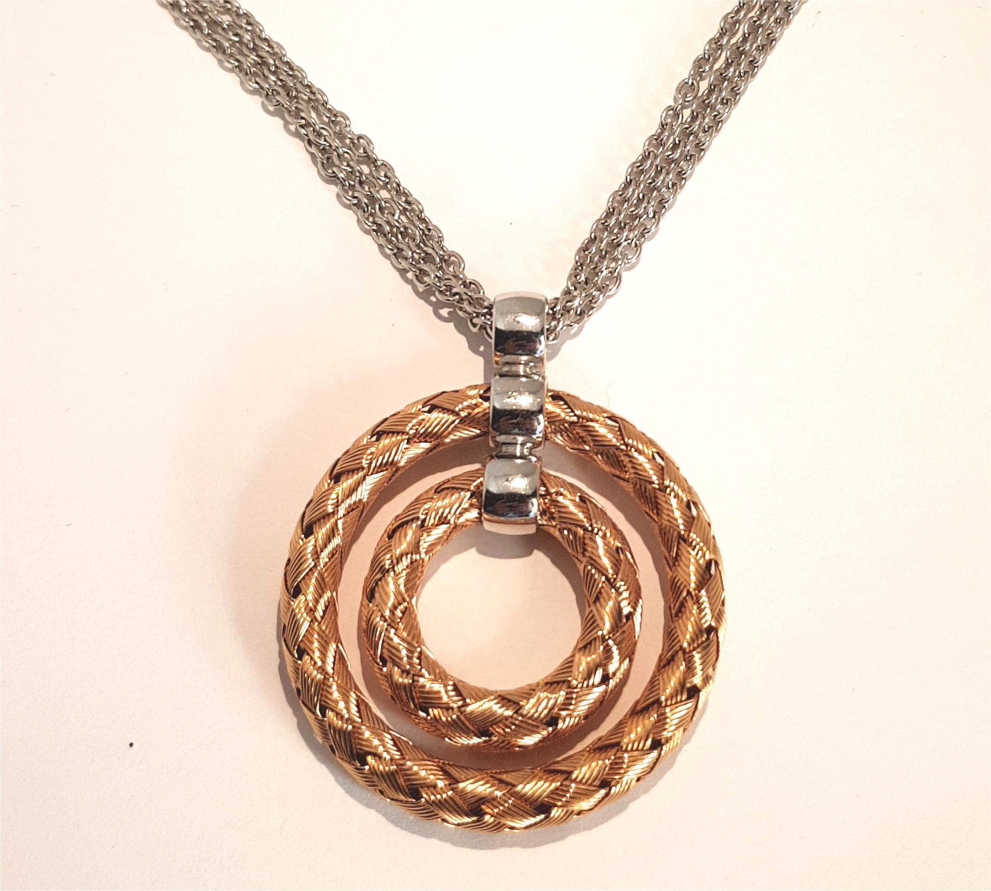 Roberto Coin Necklace 5 Two Collection with Silver Circular Pendant In New Condition In Bilbao, ES