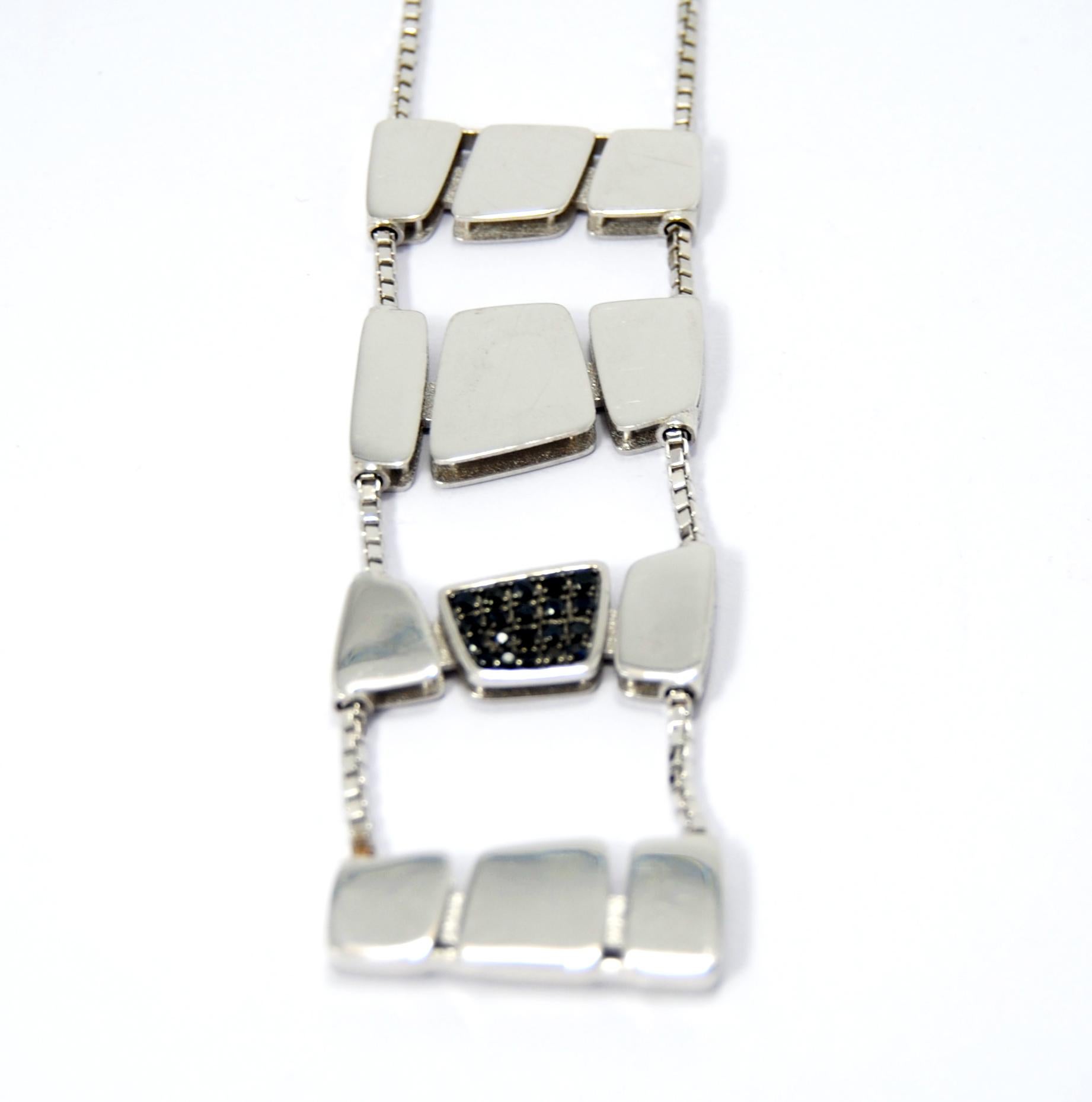 Contemporary Roberto Coin Necklace Ariculate and Geometric Pendant with Black Diamonds