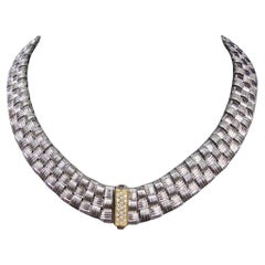Roberto Coin Necklace Choker 14" Appassionata 18k White Yellow Gold Diamond