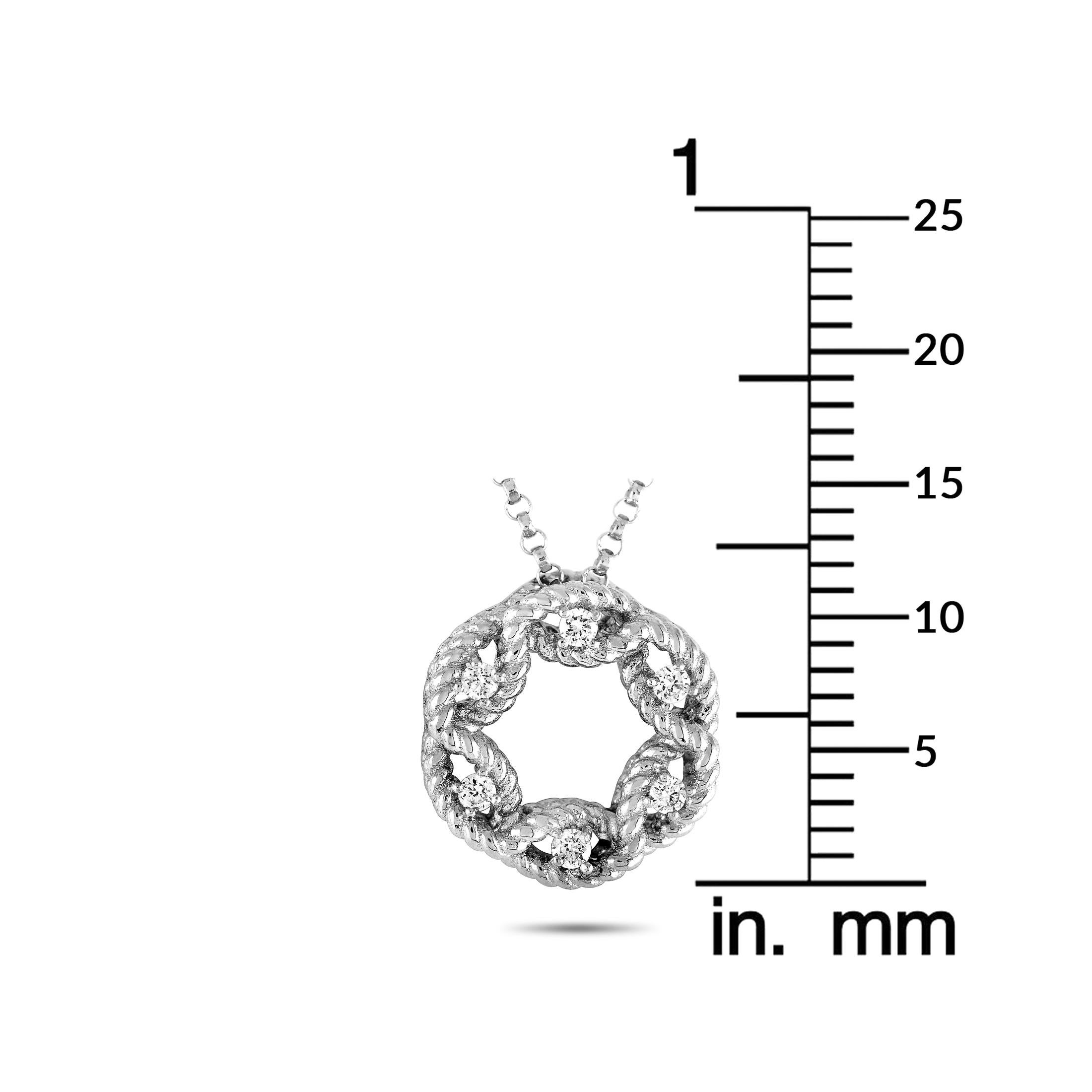 Roberto Coin New Barocco 18 Karat White Gold Diamond Circle Pendant Necklace In New Condition In Southampton, PA