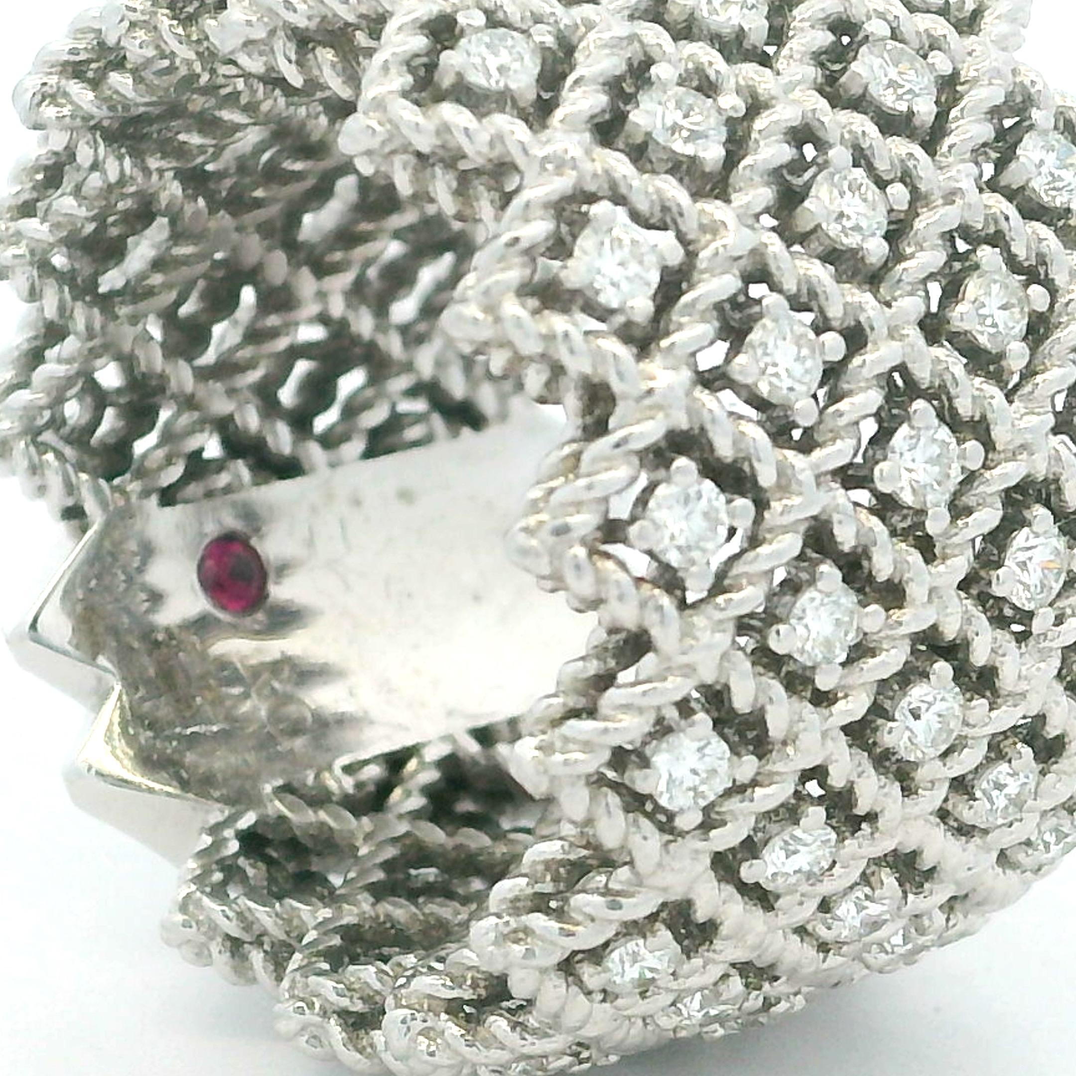 Roberto Coin New Barocco Diamond Cigar Band Anello in oro bianco 18 carati in vendita 1