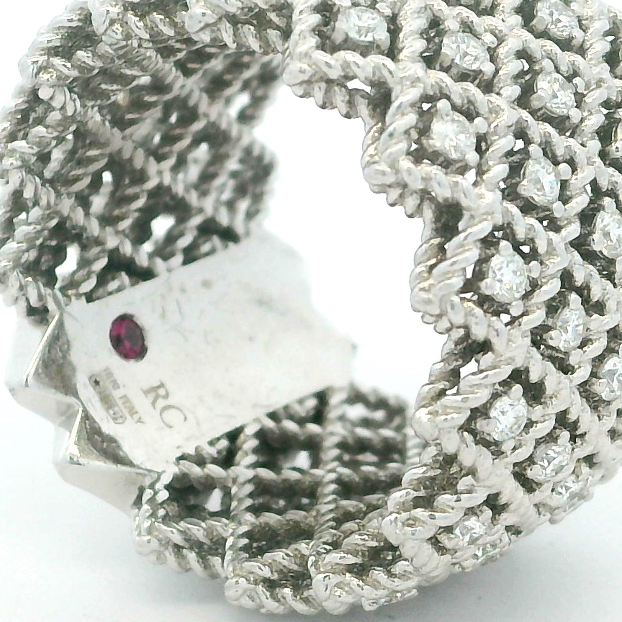 Roberto Coin New Barocco Diamond Cigar Band Anello in oro bianco 18 carati in vendita 3