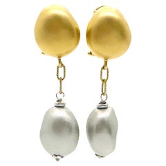 Roberto Coin Nugget Collection Boucles d'oreilles pendantes en or jaune et blanc 18 carats