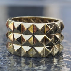 Roberto Coin Obelisco 3 Triple Row Wide Band 18k Yellow Gold sz 6.75 10.4g 12mm