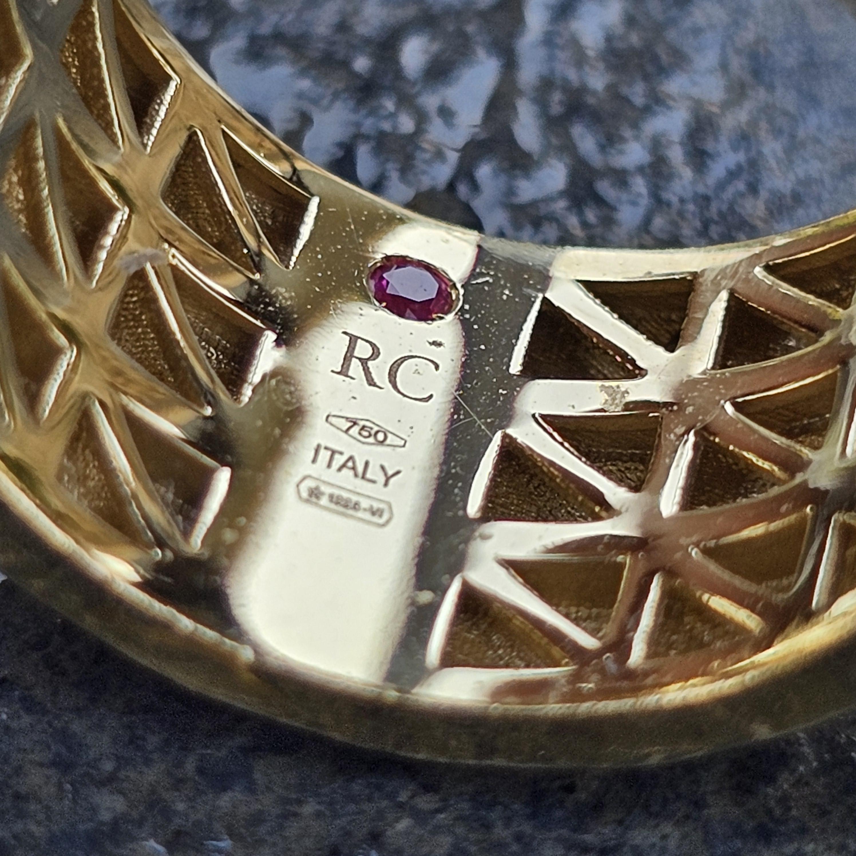 Robert Coin Obelisco 3 Triple Row Wide Band 18k Yellow Gold sz 6.75 10.4g 12mm en vente 1