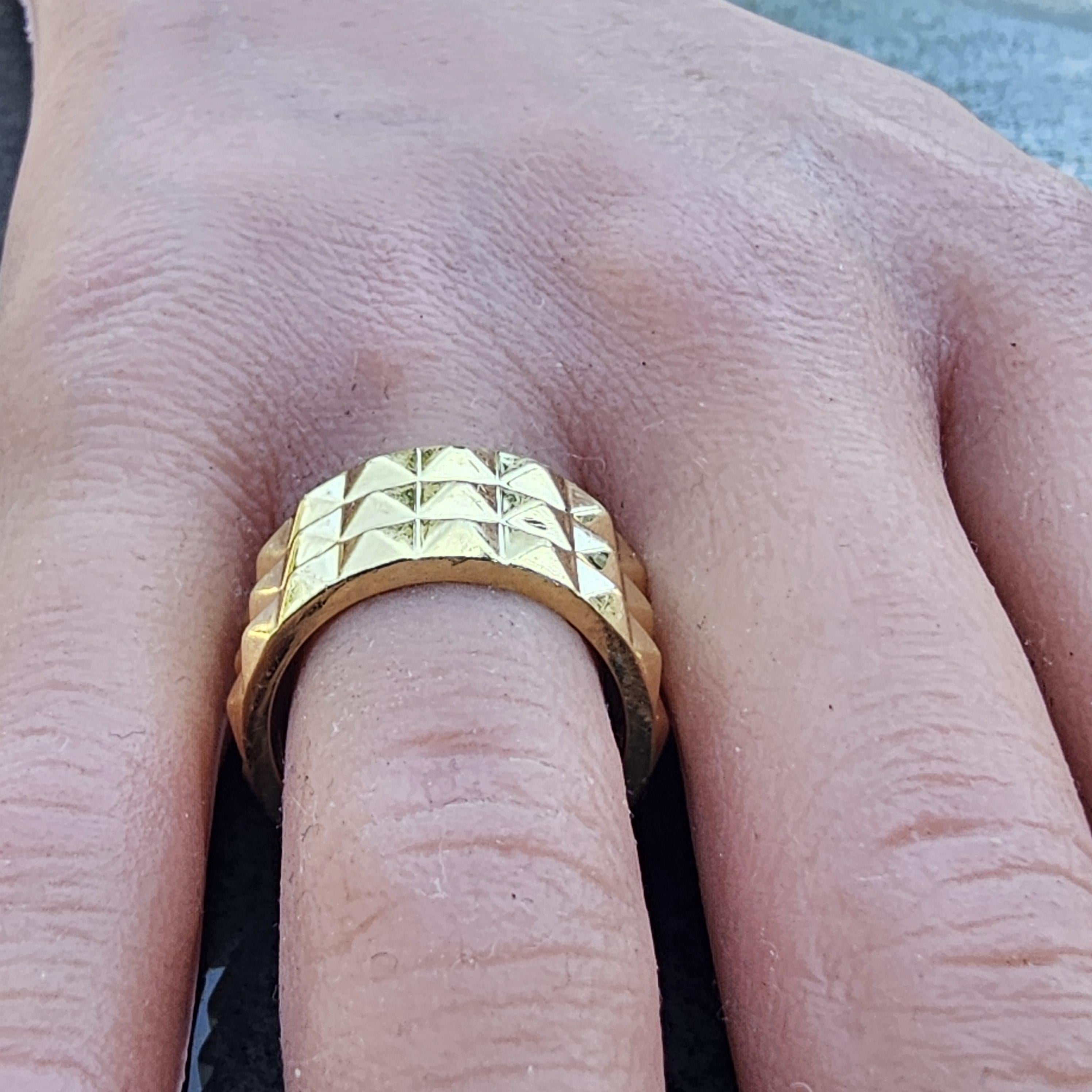 Robert Coin Obelisco 3 Triple Row Wide Band 18k Yellow Gold sz 6.75 10.4g 12mm en vente 2