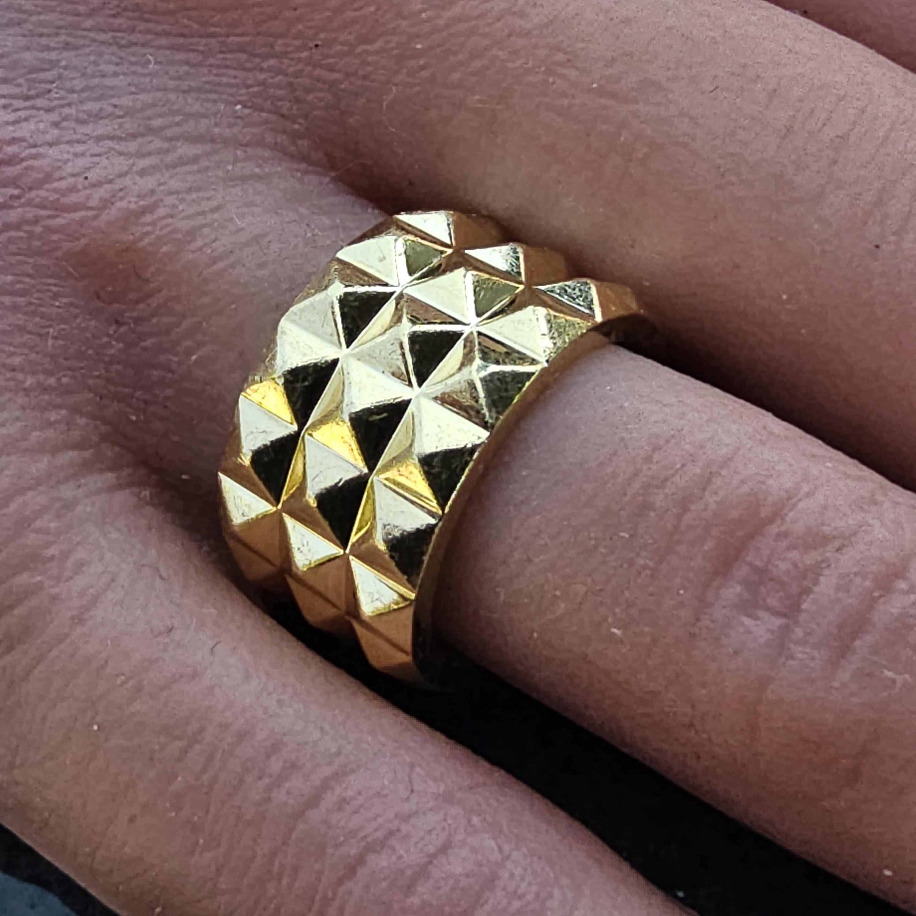 Robert Coin Obelisco 3 Triple Row Wide Band 18k Yellow Gold sz 6.75 10.4g 12mm en vente 3