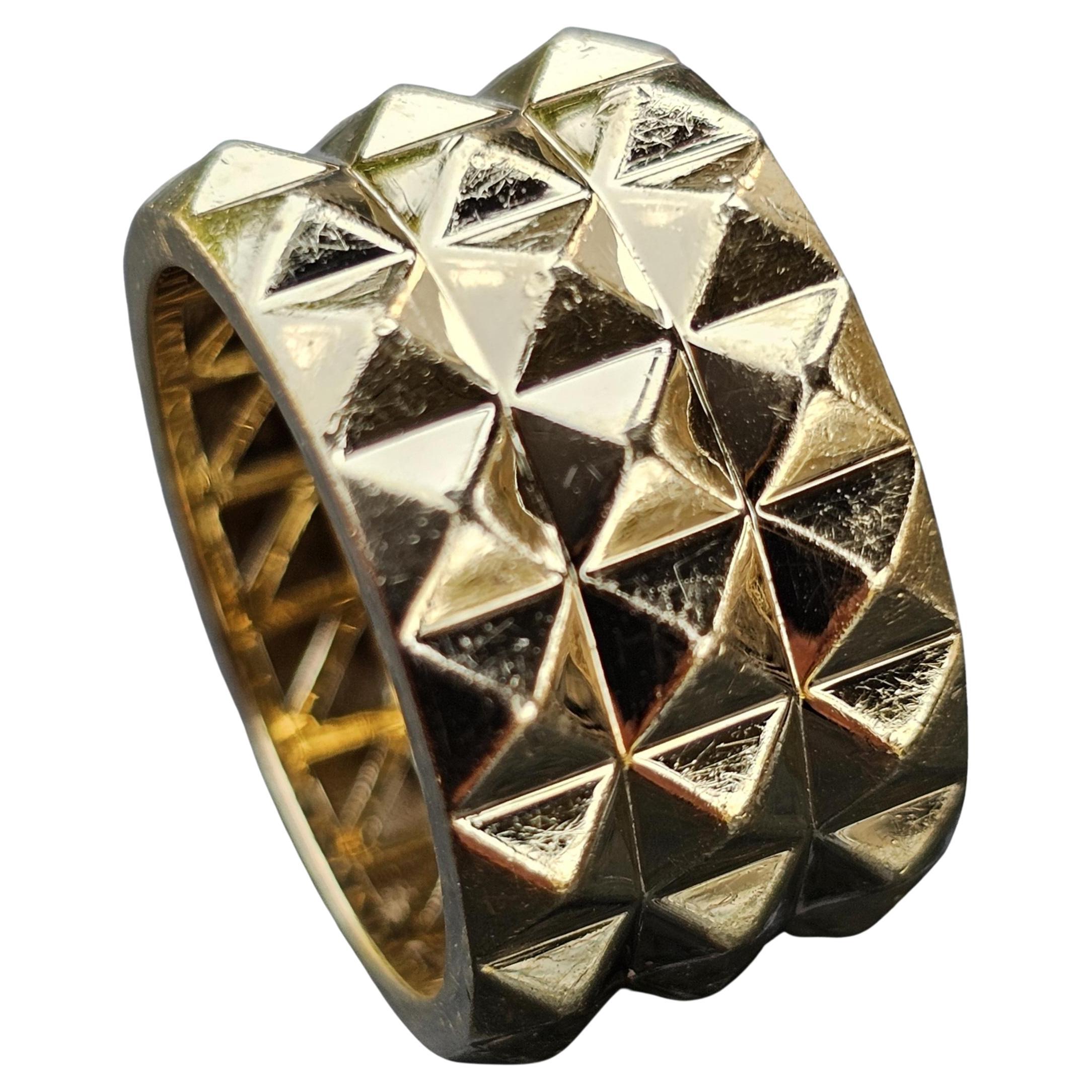 Roberto Coin Obelisco 3 Dreifach-Reihe breite Band 18k Gelbgold sz 6,75 10,4g 12mm