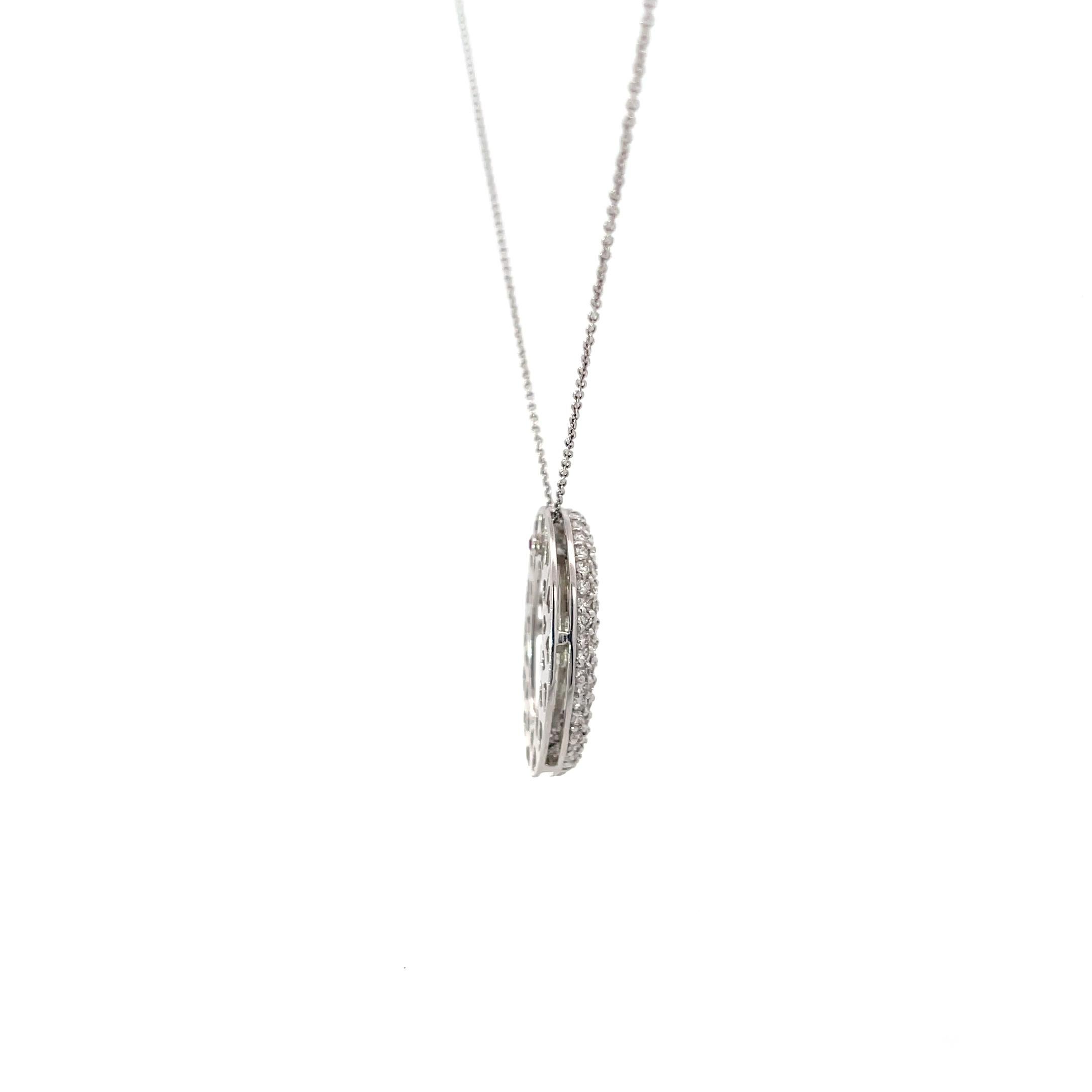 Roberto Coin Open Oval 2.5ctw Diamond Pendant Necklace 18K White Gold In Excellent Condition In Dallas, TX