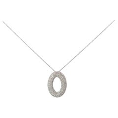 Roberto Coin Open Oval 2.5ctw Diamond Pendant Necklace 18K White Gold